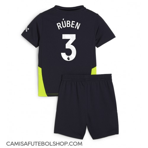 Camisa de time de futebol Manchester City Ruben Dias #3 Replicas 2º Equipamento Infantil 2024-25 Manga Curta (+ Calças curtas)